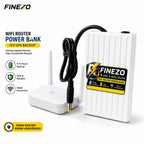 Finezo 12V WiFi Router Power Bank 12000mAh – Mini UPS with 5-6 Hours Backup