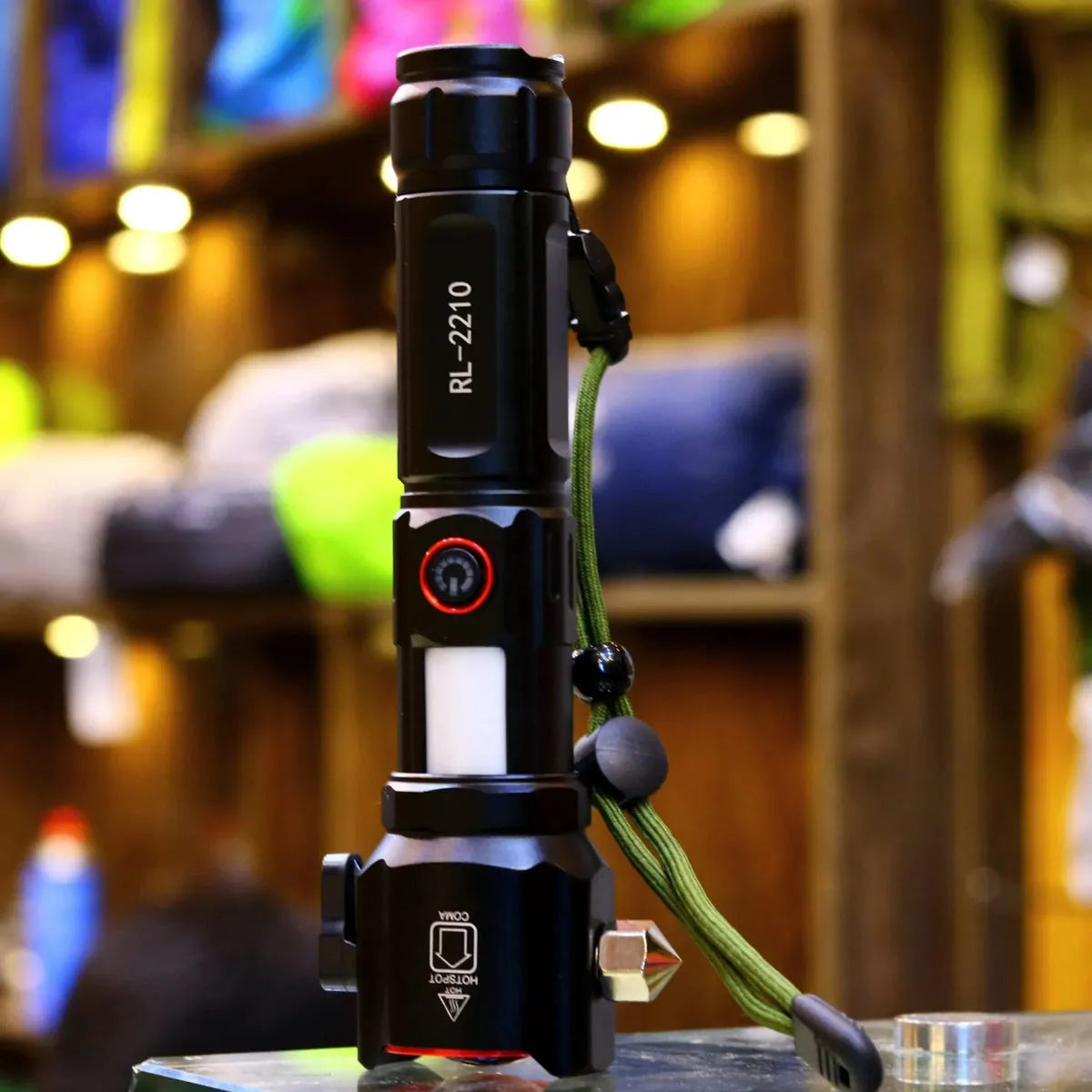 RL-2210 Rechargeable LED Emergency Flashlight, Multifunction Torch with Side Work Light