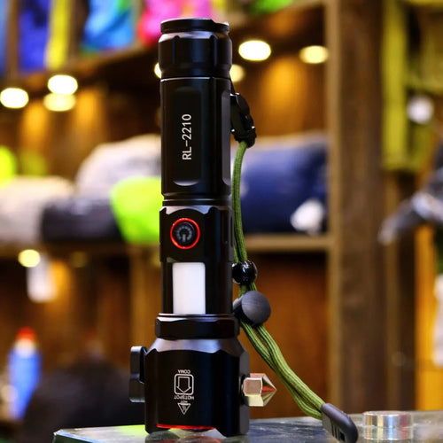RL-2210 Rechargeable LED Emergency Flashlight, Multifunction Torch with Side Work Light