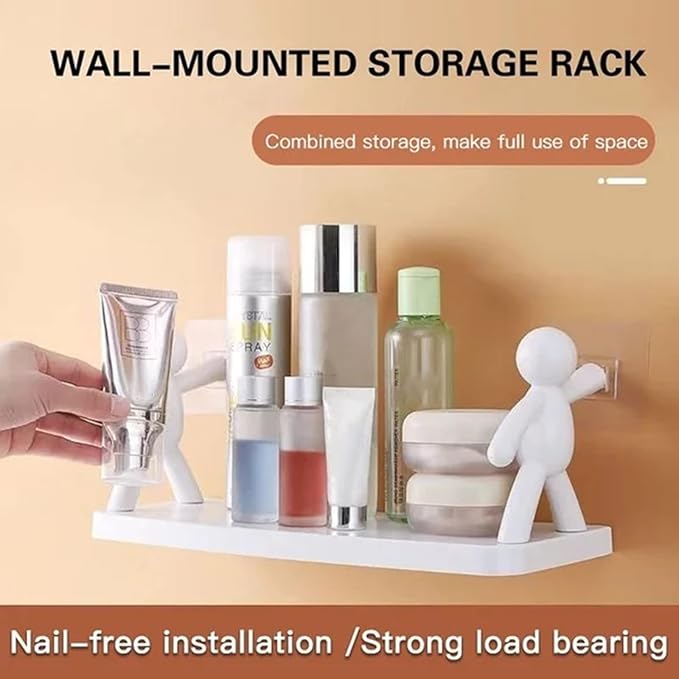 Storage Rack, Self Adhesive Creative Character Shelves Bathroom