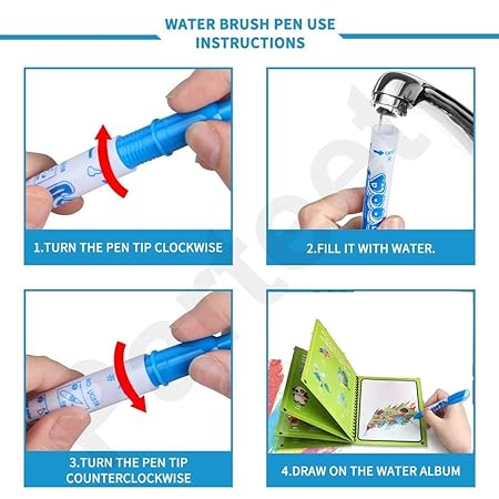 Magical Drawing Books With Pen, Water Reveal Activity Book for Kids