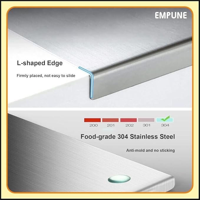Cutting Board, Stainless Steel, Non Slip Chopping Board Medium Size