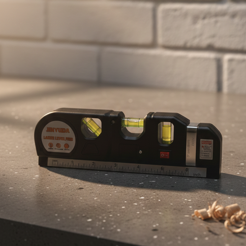 JINYUDA Multipurpose Laser Level, 3-Vial Spirit Level with Built-In Ruler