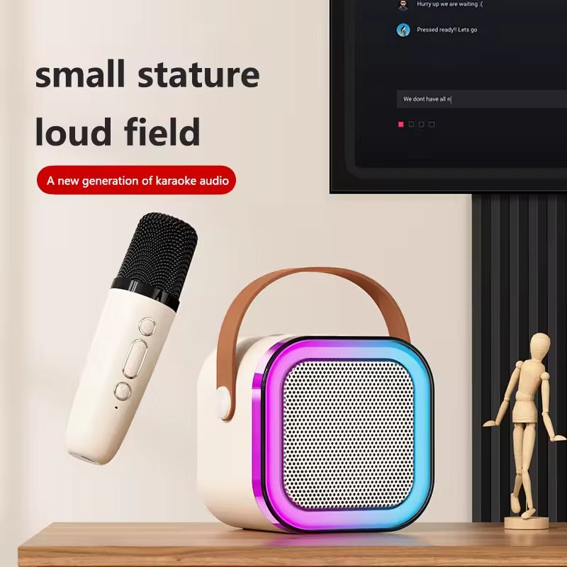 K12 Portable Bluetooth Speaker with Wireless Mic, RGB LED Lights, High Bass Rechargeable