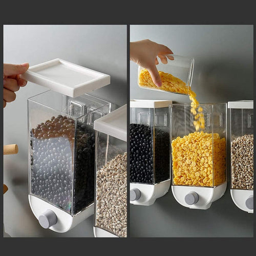 1500ml Wall Mounted Grain Storage Box With Airtight Dispenser