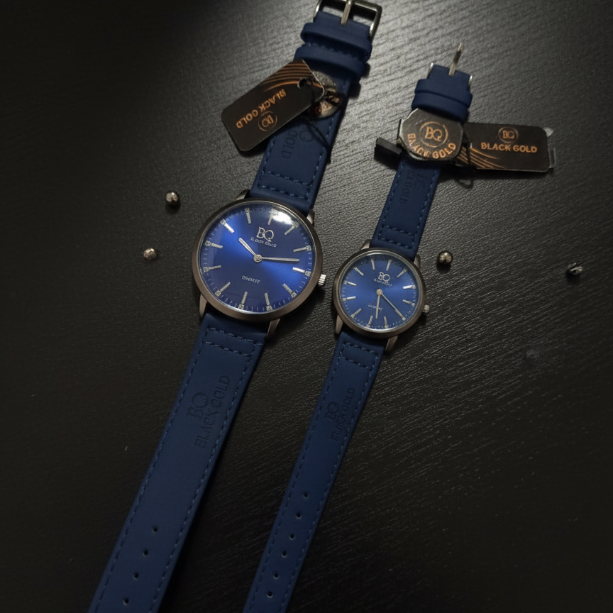 Pack Of 2 BG Couple Watches Matching Analog Wrist Watch Set