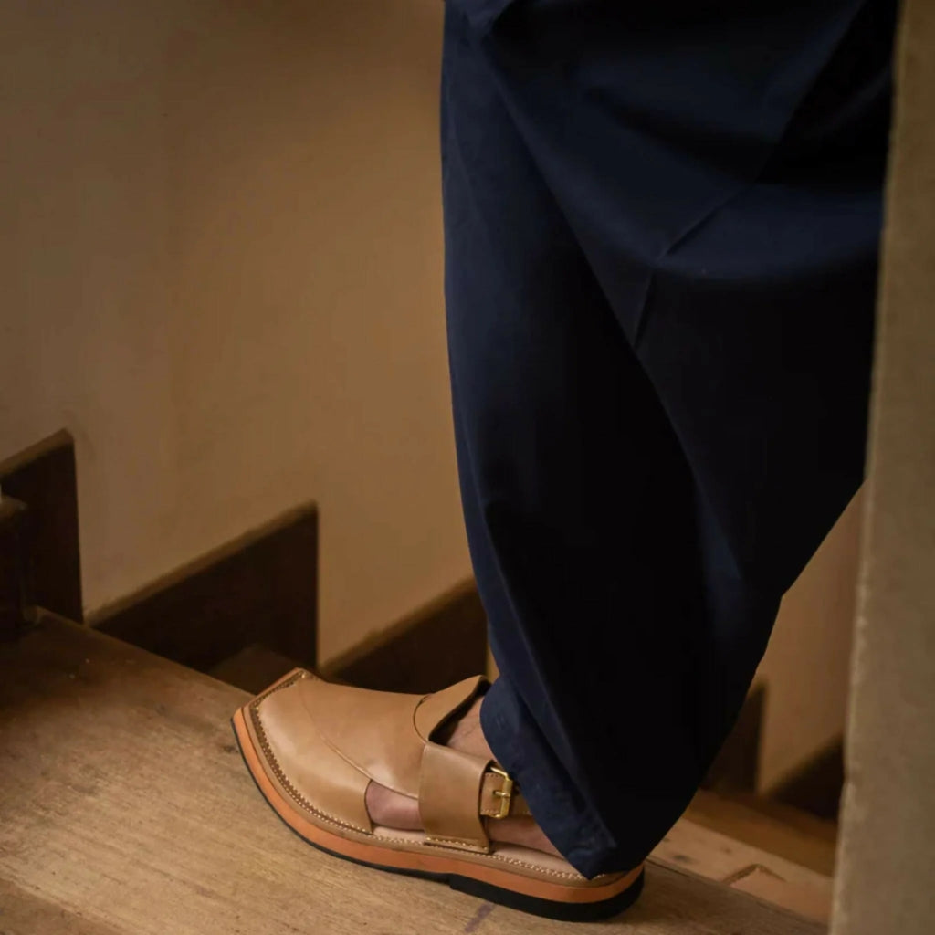 Chappal, Lasina Kaptaan Heel Camel Brown, Handcrafted Leather, for Men