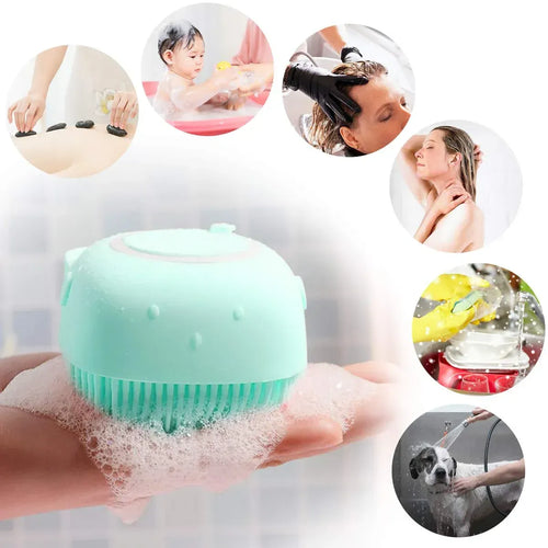 Silicone Bath Body Brush with Soap Dispenser, Soft Exfoliating Scrubber