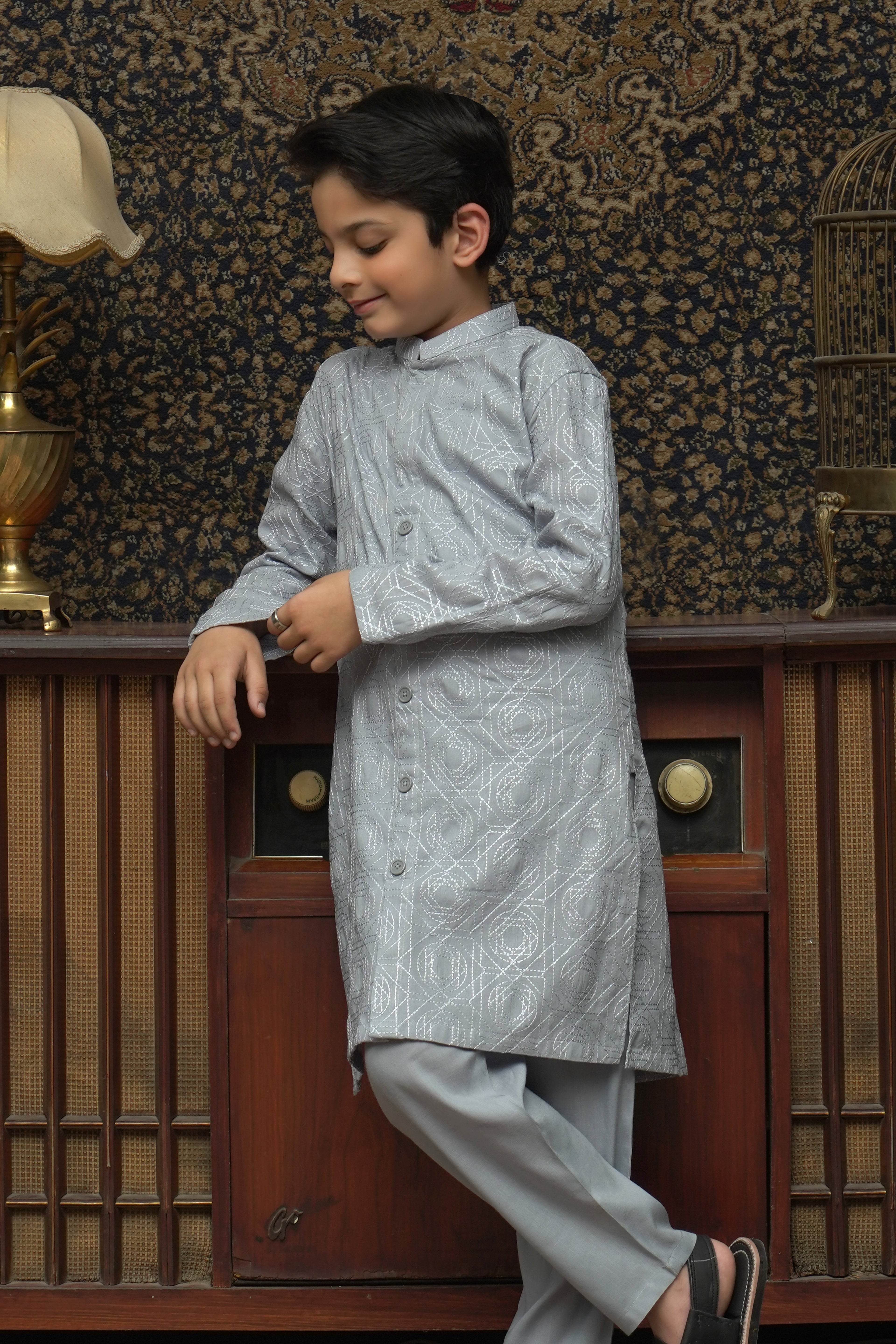 GRAY CHICKEN KID'S COTTON SHALWAR KAMEEZ