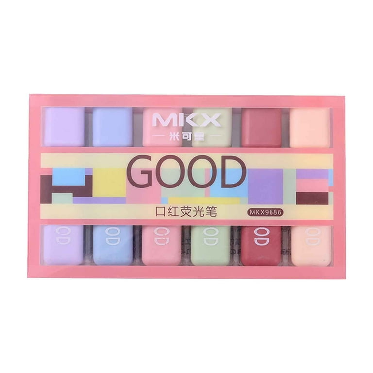 Highlighter Marker Pen Set – 6 Soft Fluorescent Colors (Pack of 6)