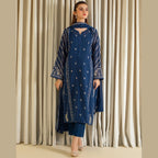 Premium Dhanak 3PCS Set, Embroidered Shirt & Pashmina Shawl, for Women