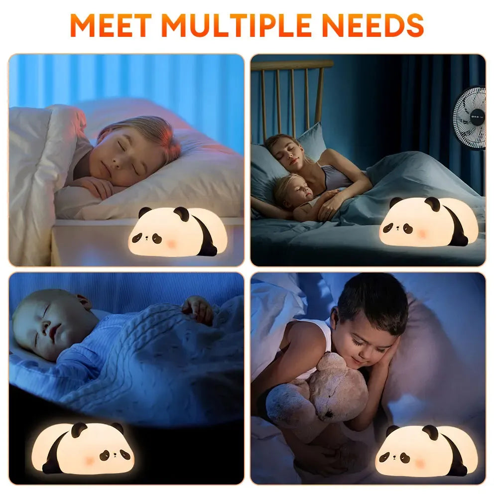 Cute Panda Silicone Night Light – Soft LED Bedside Lamp