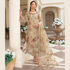 Unstitched Suit, Net Organza Embroidered & Hand-Embellished Dupatta, for Women