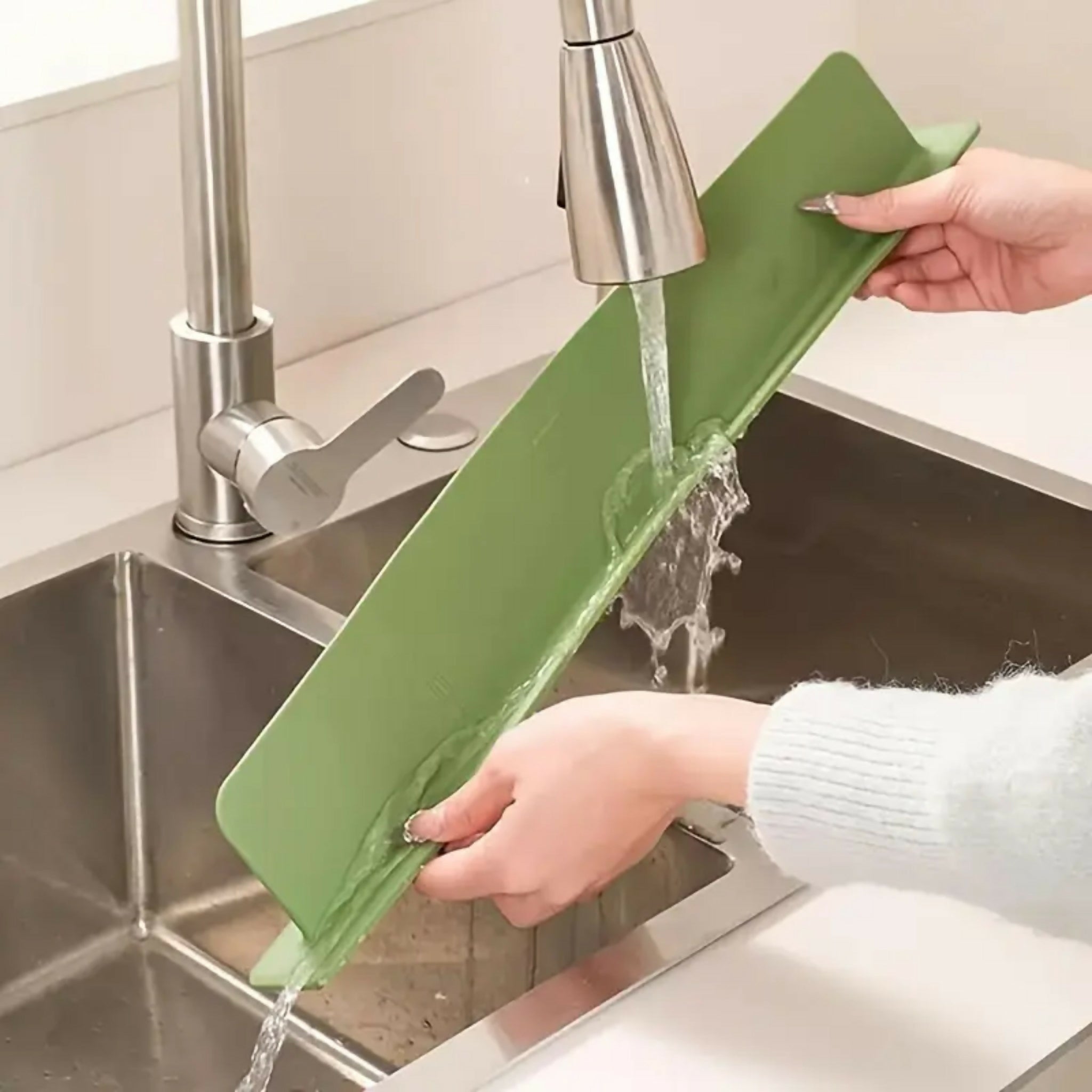 Silicone Sink Splash Guard with Suction Cups | 16 Inch Kitchen Sink Water Splash Guard