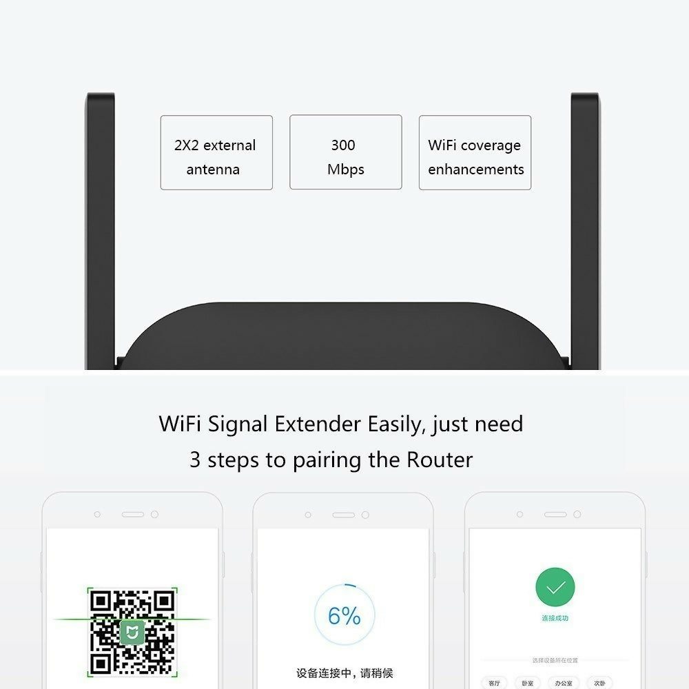 Original Xiaomi Mi Wifi Repeater Pro 300m - Wireless Signal Booster With Dual External Antenna For Expanded Network Coverage