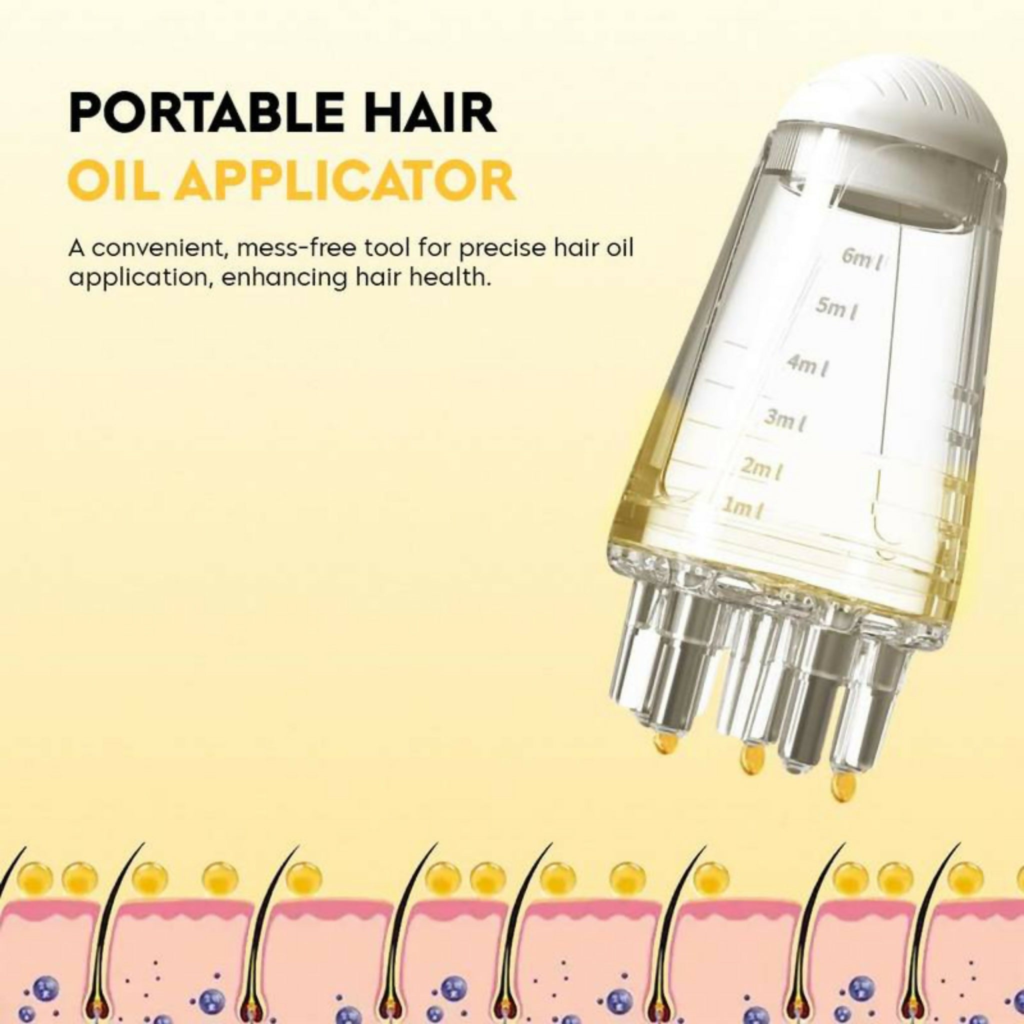 6ml Hair Oil Applicator Comb – Portable Scalp Massage & Hair Oil Applicator Bottle