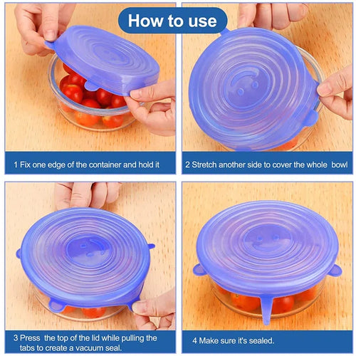 Reusable Silicone Stretch Lids for Food Storage