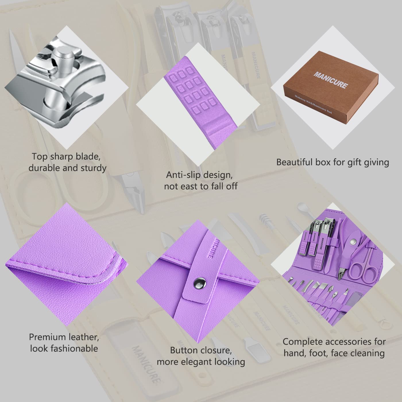 Professional Manicure Set Stainless Steel Grooming Kit