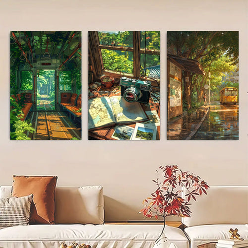 Set of 3 Nature Art Wall Frames, Room Decoration, with Double Tape for Easy Mounting