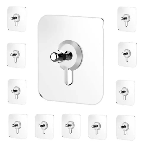 Transparent Self-Adhesive Wall Hooks Sticker – Strong Hold, No Drill, Damage-Free Hanging – Pack of 10