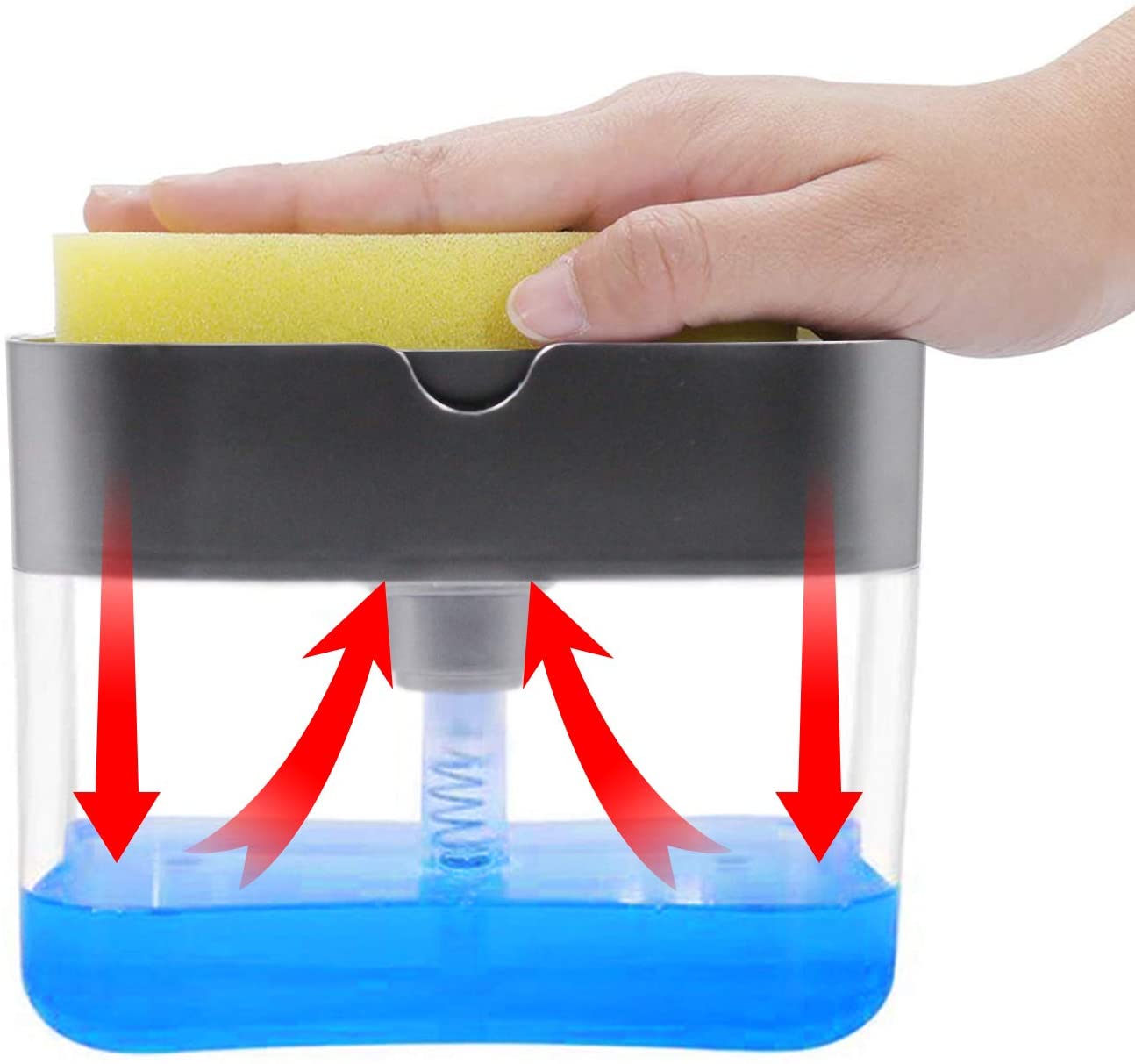 2-In-1 Soap Pump Dispenser With Sponge Holder For Kitchen Sink