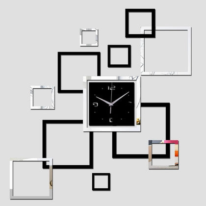 Modern Silver and Black Acrylic Wall clock