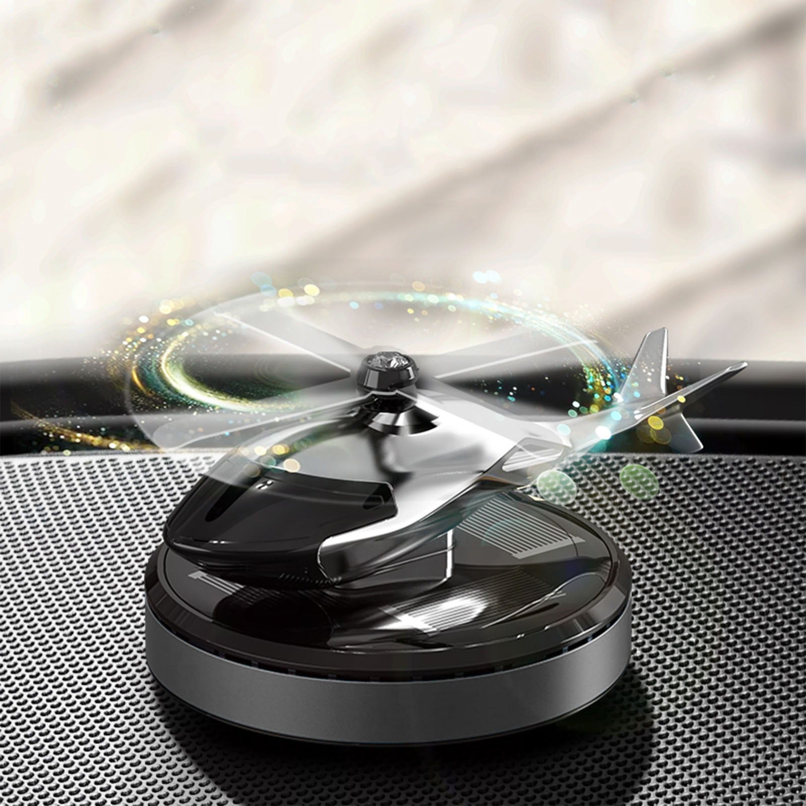 Solar Powered Car Aroma Diffuser, Helicopter Design Air Freshener Perfume for Dashboard