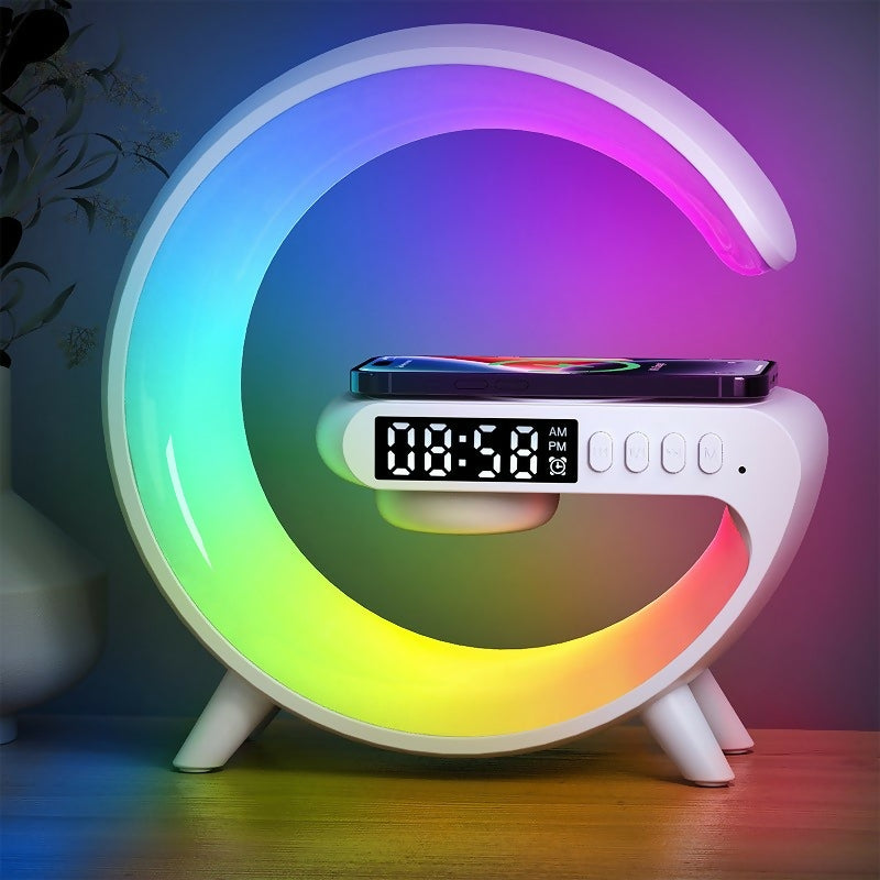 G63 Bluetooth Speaker with Wireless Charger | Atmosphere Wake-Up Light | Bedside Music Lamp | Multi-Mode Lighting
