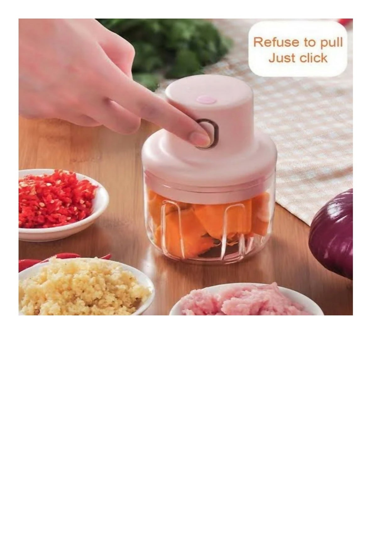 Mini Food Chopper Portable USB Rechargeable Vegetable Garlic Meat Grinder | With Cable – Size 250ml