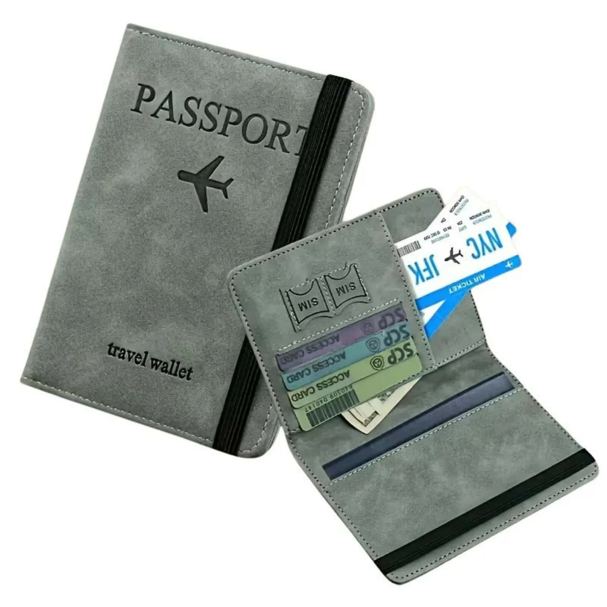 RFID Blocking Passport Wallet | PU Leather Travel Document Holder with Card & Cash Pockets | Random Color