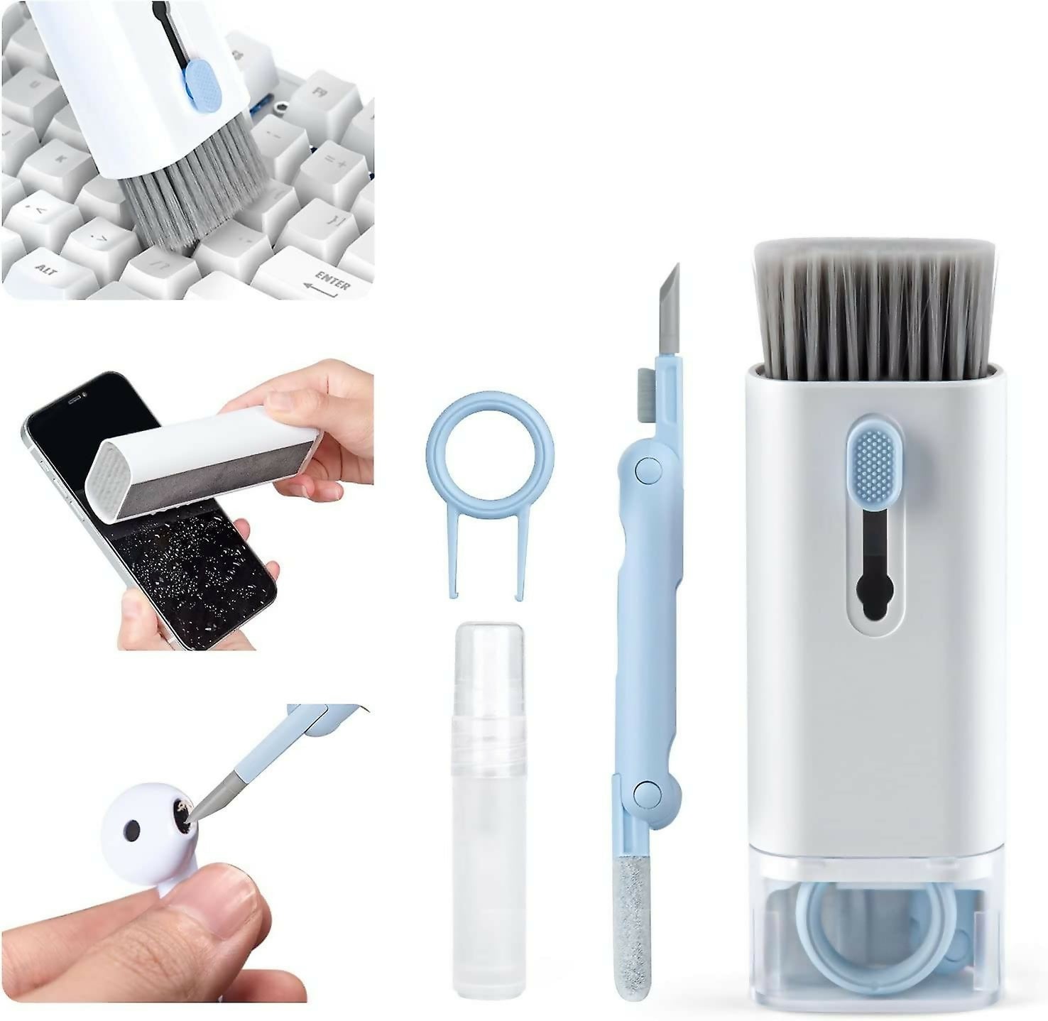 7 in 1 Computer Keyboard Cleaner Brush Kit – Multi-Function Earphone Cleaning Pen & Keycap Puller Tool Set