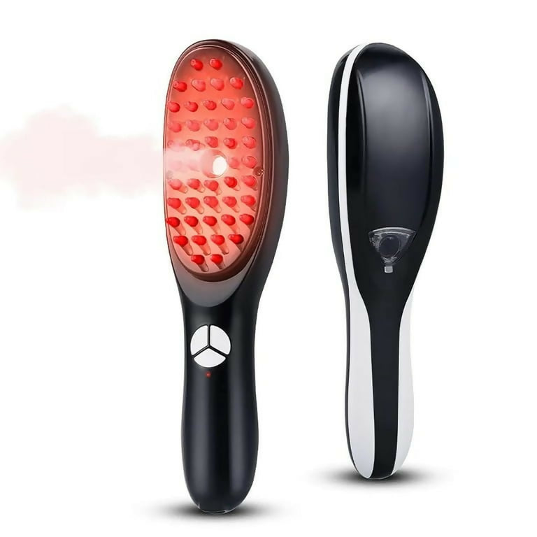 Electric Massage Comb – Blue & Red Light Therapy, Vibration Brush, Spray & Negative Ion Scalp Massager (Rechargeable)