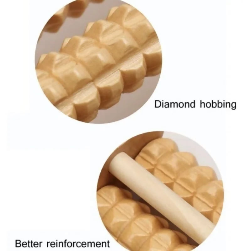 Wooden Foot Roller Massager | Manual Reflexology Therapy Tool for Pain Relief, Stress Relaxation & Foot Care