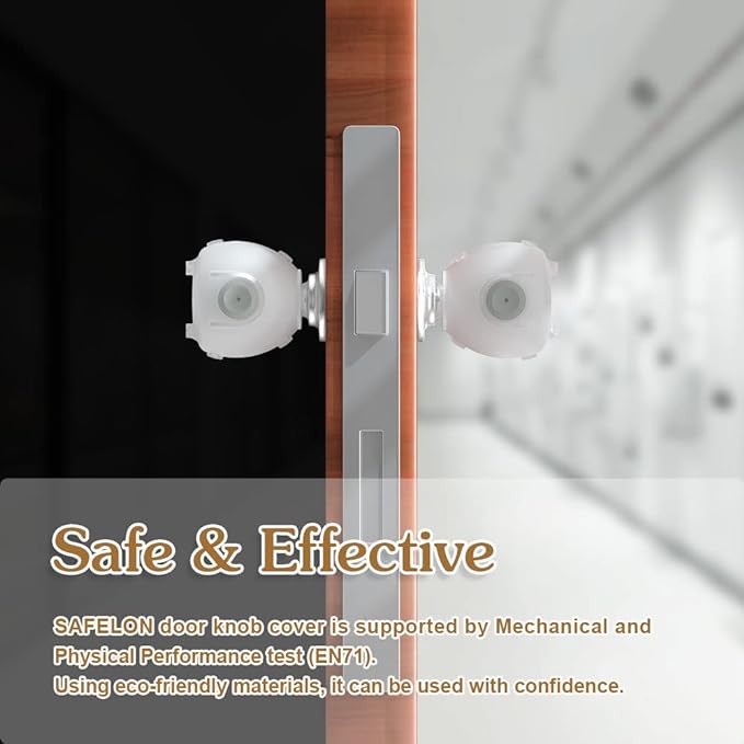 Child Safety Door Knob Cover, Baby Proof Door Handle Lock - 4 Pack