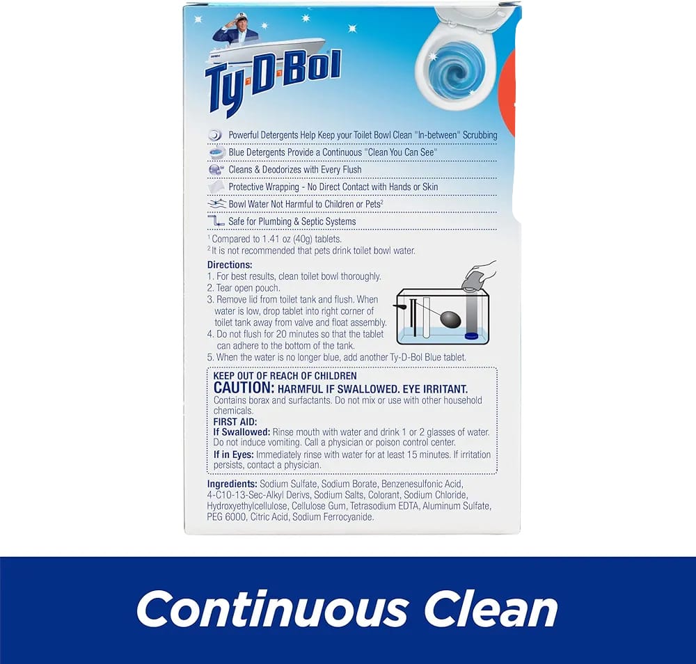 Ty-D-Bol Blue In-Tank Tablets, Automatic Toilet Cleaner & Stain Protection