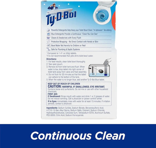 Ty-D-Bol Blue In-Tank Tablets, Automatic Toilet Cleaner & Stain Protection