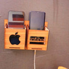 Wall Mounted Wooden Mobile Charging Holder for Home & Office