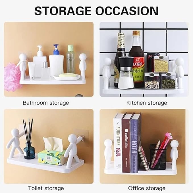 Storage Rack, Self Adhesive Creative Character Shelves Bathroom