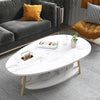 DUSALA Coffee Table-Oval Wood Coffee Table with Open Shelving