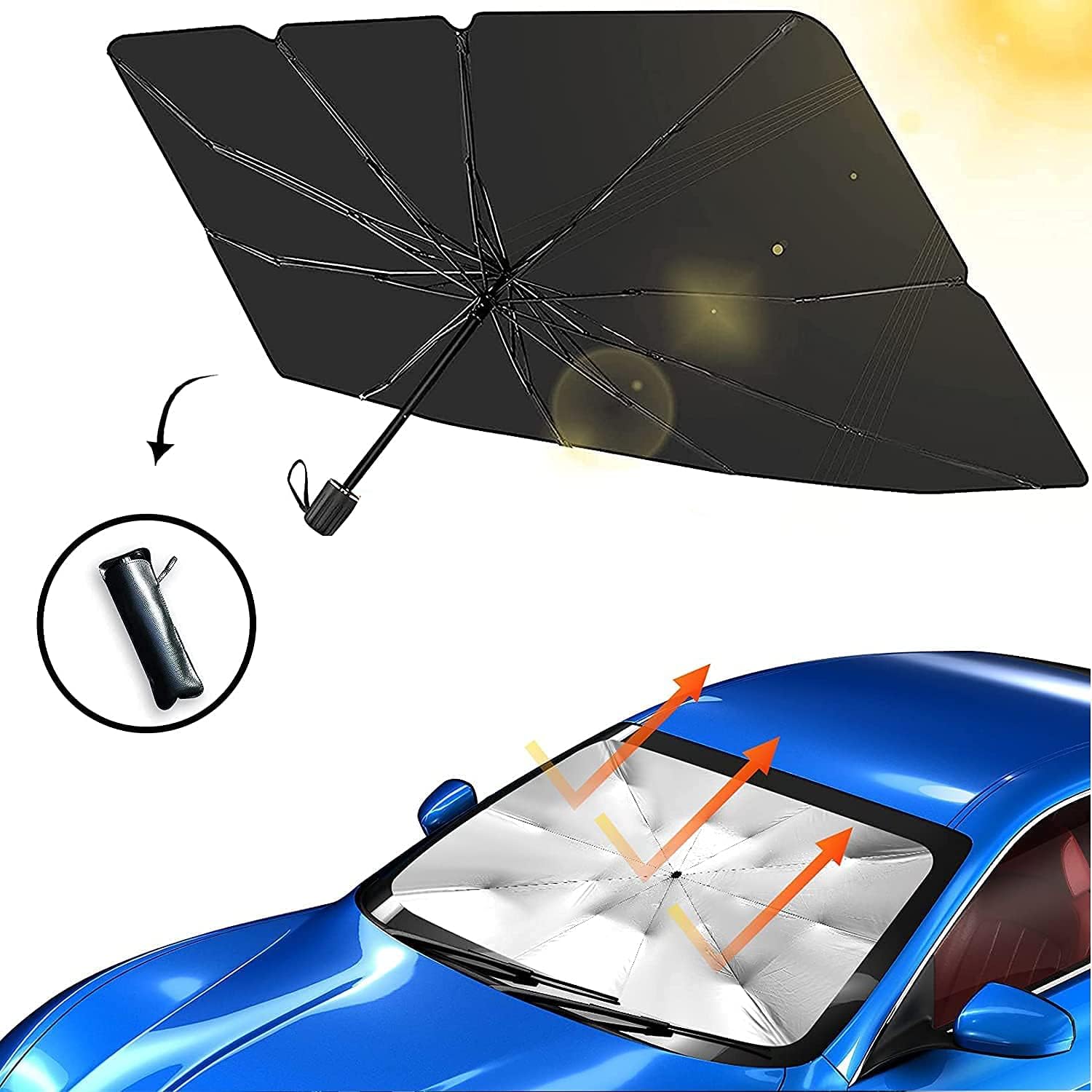 Car Front Windshield Sunshade Umbrella with Heat Insulation Design