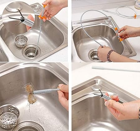 Sink Cleaning Stick, Stainless Steel Hair Catching Drain Cleaning Wire Spring