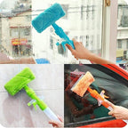 Window Cleaner Spray Brush and Squeegee, Multi-Function Glass Cleaning Tool