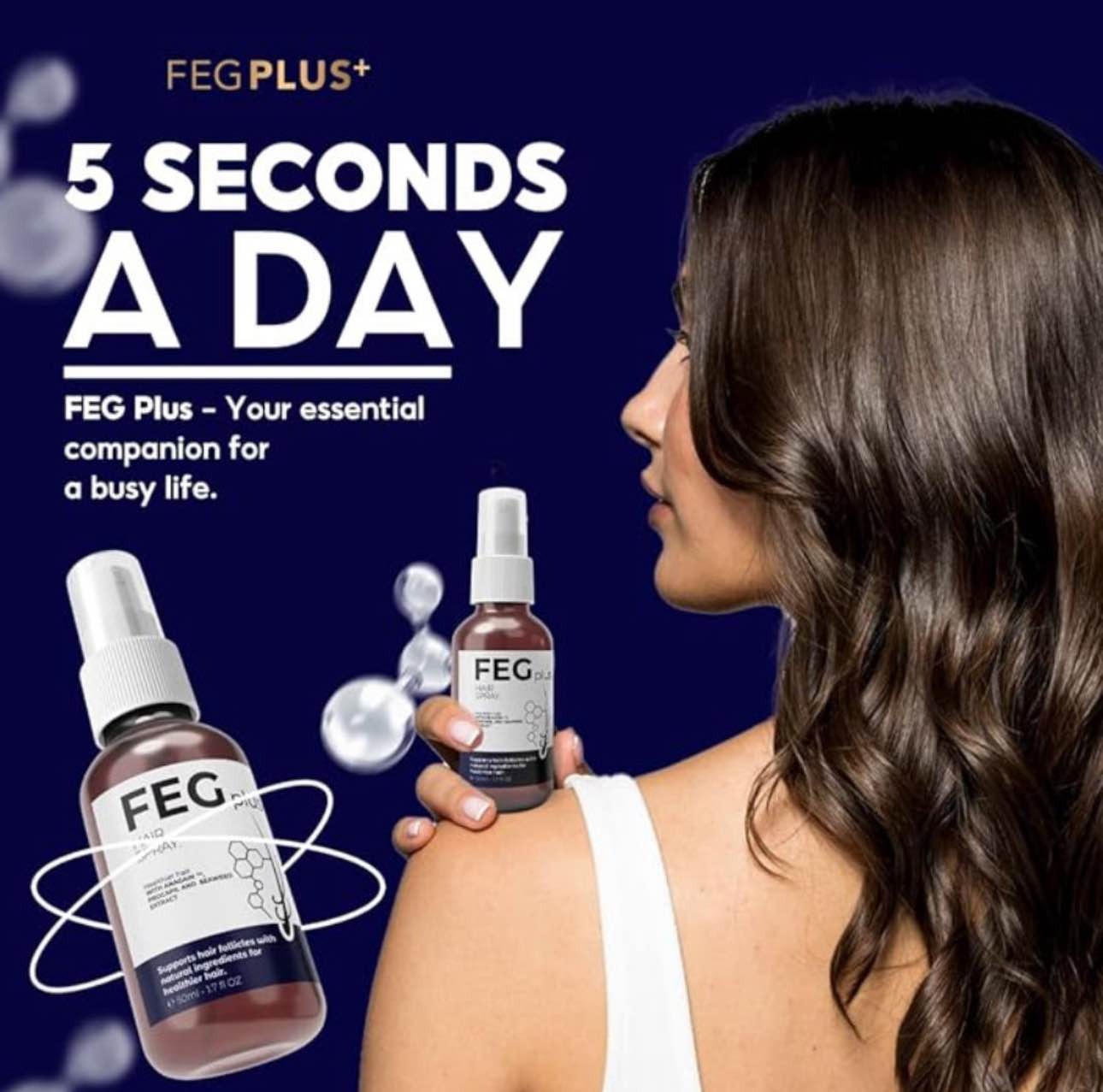 FEG Plus Hair Growth Spray Stimulate Follicles Reduce Hair Fall And Encourage Thicker Healthier Hair - 50ML