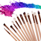 15-Piece Goat Hair Makeup Brush Set with Case