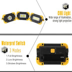 Light, Rechargeable LED Work COB Portable Lamp with Power Bank
