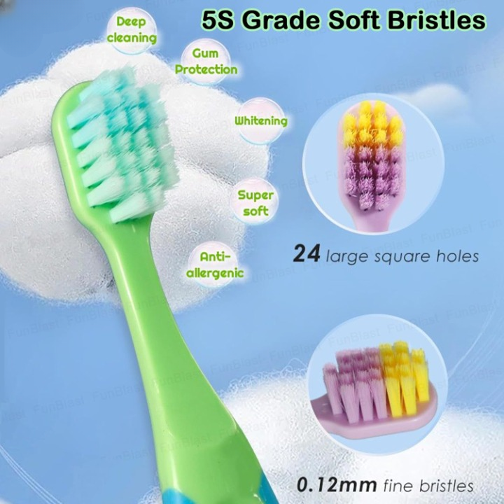 Toothbrush Set Soft Bristles with Toy Car for Kids