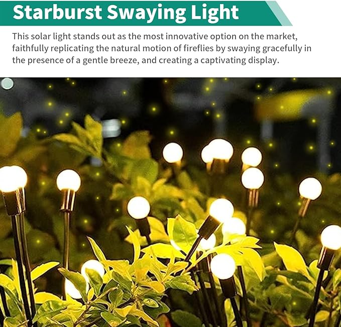Decorative Lights, Solar Swaying Firefly Garden Outdoor, Waterproof