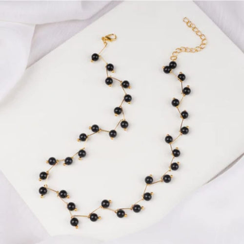 Zig Zag Black Choker With Earrings for Women
