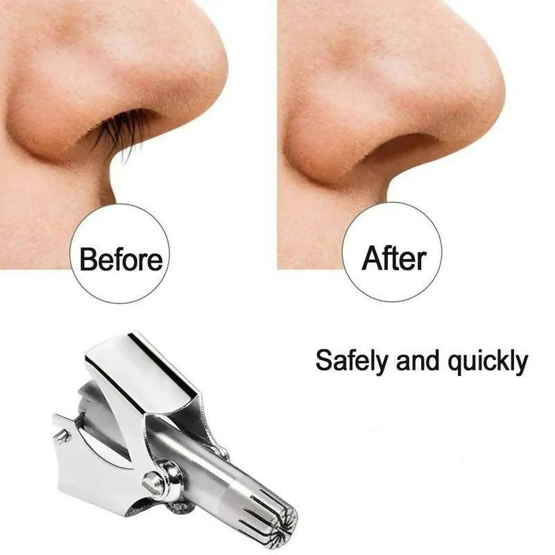Stainless steel Manual Nose Hair Trimmer _ Portable 6_ Teeth Precision Trimming Tool with Drawstring Bag and Brush