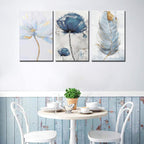 Set of 3 Fresh Posters, Flowers & Feather Wall Art Prints